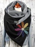 Rainbow Flower Print Cozy Warm Scarf