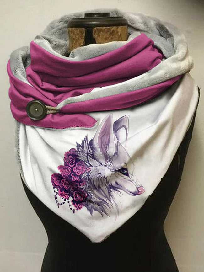 Women's Fox Flower Art Design Scarf