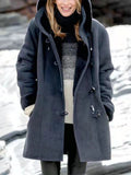 Woman's Autumn And Winter Fashion Horn Button Fleece Warm Jacket Cardigan