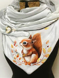 Squirrel Print Casual Fleece Scarf and Shawl