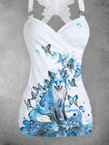 Women's Vintage fox Art Print Art Tank Top