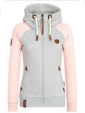 Women's Casual Color Contrast Patchwork Hoodie Women