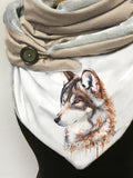 Wolf print slouchy fleece scarf and shawl