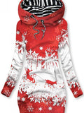 Women's Winter Reindeer Print Casual Hoodie