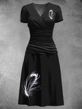 Women's Vintage Feather Print Art Dress