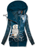 Women's Winter Vintage Owl Print Casual Sweatshirt