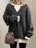 Women's Hemp Pattern Sweater Casual Knit Sweater