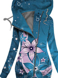 Women's Winter Floral Art Print Casual Track Jacket