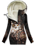 Women's Vintage Owl Art Fleece Casual Sweatshirt