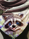 Cute Raccoon Floral Casual Print Scarf