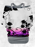 Women's Vintage Gradient Gothic Rose Art Printed Two Piece Top