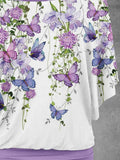 Women's Flower Butterfly Two Piece Suit Top