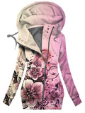 Women's Winter Floral Art Print Casual Track Jacket