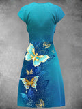 Women's Vintage Butterfly Art Print Art Dress