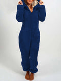 Fleece Thickened Plush Jumpsuit Home Hooded Pajamas