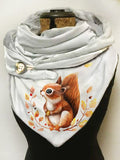 Squirrel Print Casual Fleece Scarf and Shawl