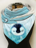 Penguin-print slouchy fleece scarf and shawl