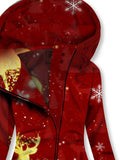 Women's Christmas Elk Art Cardigan Casual Sweatshirt