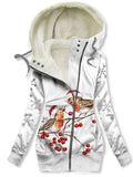 Women's Winter Owl Print Casual Track Jacket