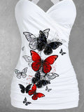 Women's Vintage Butterfly Art Print Art Tank Top