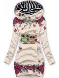 Women's Owl Floral Print Sweatjacke