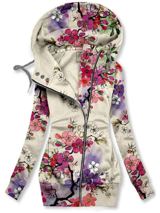 Women's Art Flowers Casual Sweatjacken