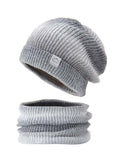 Winter Gradient Wool Hat Thickened Warm Ear Protection And Cold Protection Two-Piece Set