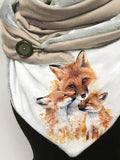 Fox-print slouchy fleece scarf and shawl