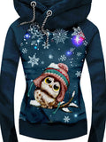 Women's Owl Casual Hooded Sweatjacken