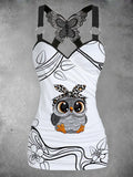 Women's Vintage owl Print Art Tank Top