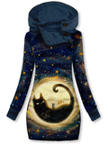 Winter Star Cat Casual Print Sweatshirt