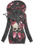 Women's Floral Butterfly Skull Casual Sweatjacken