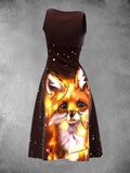 Women's Retro Fox Casual Maxi Dress