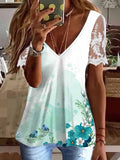 Women's Vintage Lace Floral Print Casual Top