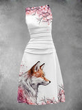 Women's Fox Flower Artistic Maxi Dress