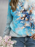 Women's Ocean Shell Art Oil Painting Casual  Sweatshirt