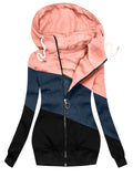 Women's Casual Contrast Solid Color Cardigan Hoodie