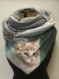 Autumn And Winter Cute Cat Illustration Casual Scarf and Shawl