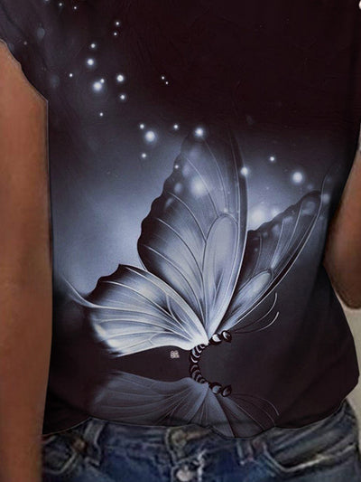 Women's Butterfly Art Printing Casual T-shirt
