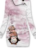 Women's Winter Penguin Snowflake ArtCasual Sweatshirt