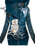 Women's Winter Vintage Owl Print Casual Sweatshirt