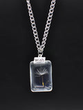 Dandelion Necklace Real Flower Dried Flower Necklace Crystal Glass Pendant