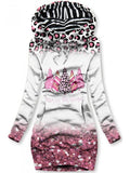 Women's Pink Leopard Christmas Trees Art Casual Sweatshirt