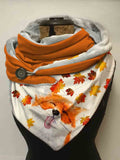 Cute Fox Fallen Leaves Print Casual Wrap Scarf