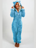 Fleece Thickened Plush Jumpsuit Home Hooded Pajamas