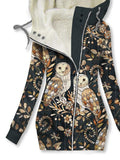 Women's Winter Owl Print Casual Track Jacket