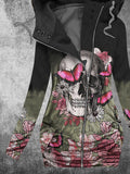 Women's Winter Punk Skull Print Casual Track Jacket