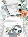 Women's Flower Sloth Art Pattern Hooded Sweatjacke