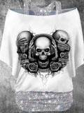 Women's Vintage Punk Skull Printed Two Piece Top