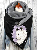 Wolf print casual scarf and shawl